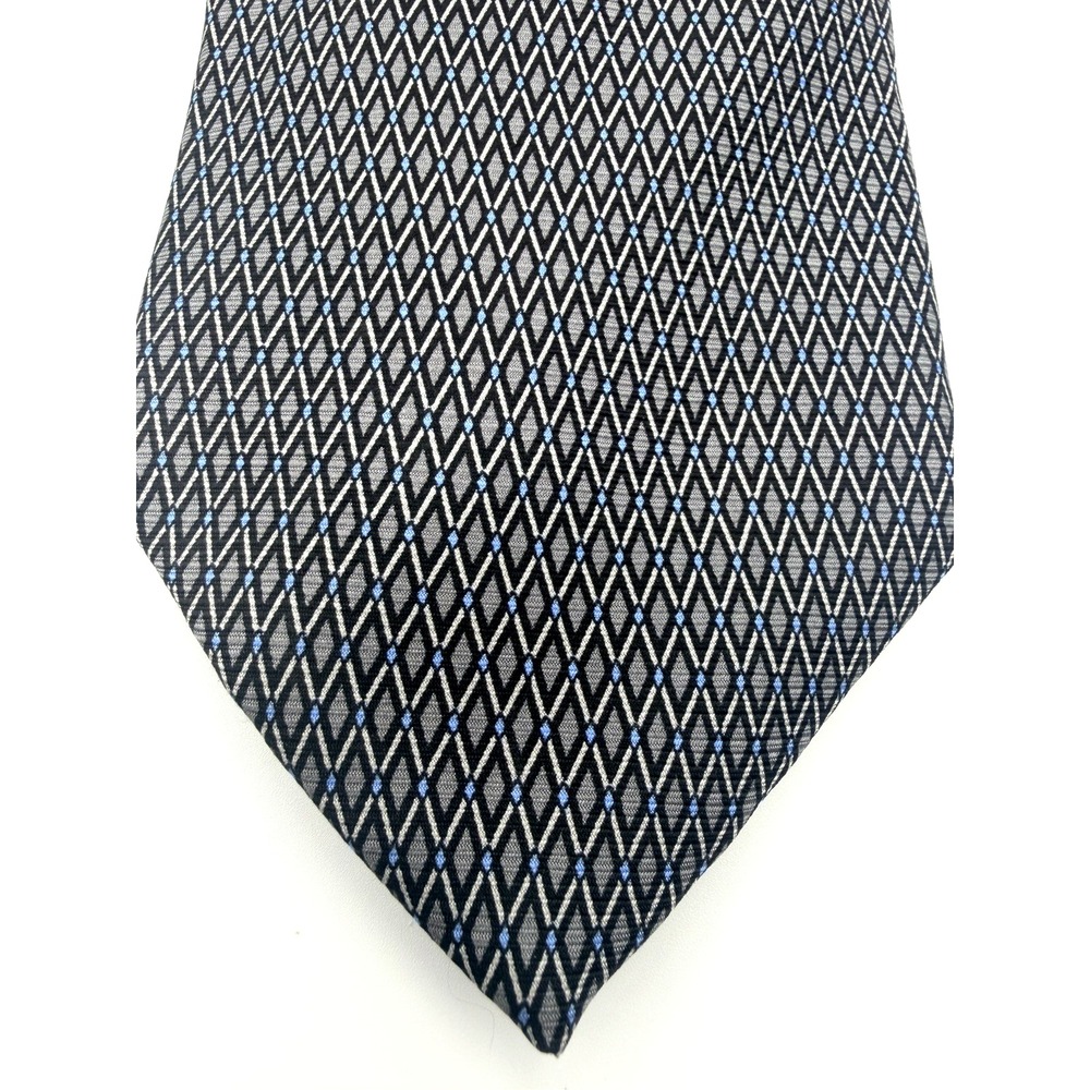 MARIO CALDI  Geometric Blue/Gray Silk Tie Made In Italy